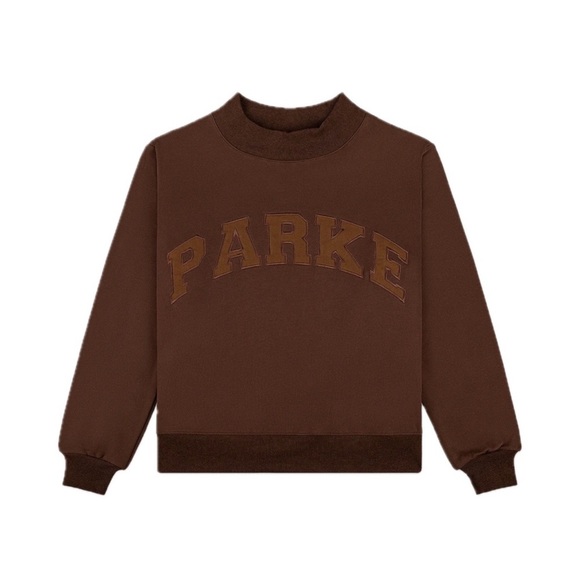 Parke Monochrome Varsity Mockneck Chocolate - Picture 1 of 3